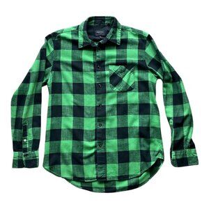 rag & bone New York Green & Black Flannel Check Long Sleeve Shirt Sz M